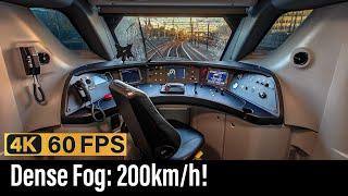 Train Cab Ride NL / Dense Fog: 200km/h!! / Amsterdam - Rotterdam - Eindhoven / ICNG / November 2024