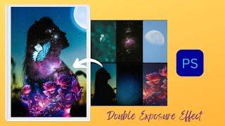 Double Exposure Effect in Photoshop: Cosmic Garden Within a Human Silhouette