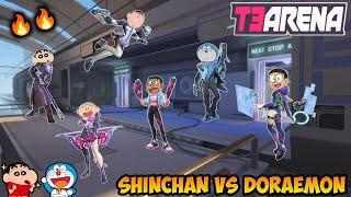 Shinchan team vs doraemon team in t3 arena  | shinchan and doraemon playing t3 arena  | fun battle