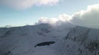 Cadair Idris range in the snow - 4K drone footage