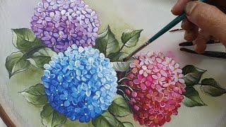 Fabric painting | Painting Hydrangeas on fabric