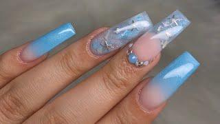 Ocean Blue Nails  | Nail Drill Review | Acrylic Nails Tutorial