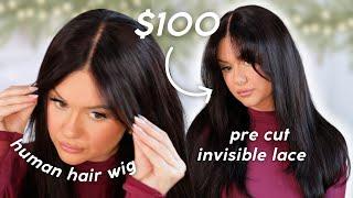 TRYING THIS $109 HUMAN HAIR Curtain Bangs Wig l Cynosure