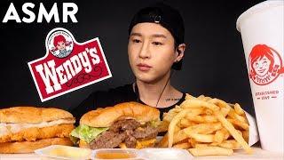 ASMR WENDY'S Maple Chicken Sandwich & Dave's Double (No Talking) EATING SOUNDS | Zach Choi ASMR