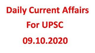 UPSC PSC Corridor Daily Current Affairs- 09.10.2020