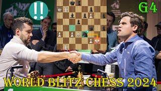 BRILLIAN WIN!! Magnus Carlsen vs Ian Nepomniachtchi || World Blitz Chess 2024 - F - G4