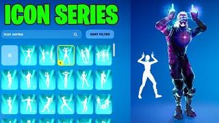 ALL FORTNITE ICON SERIES & NEW TIKTOK EMOTES! (Rebellious, Sonic Surfer, Chapter 5 Season 2)