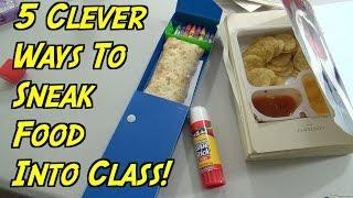 5 School Hacks You Can Do When You're Hungry - How To Sneak Food Into Class (HOW TO HACK)