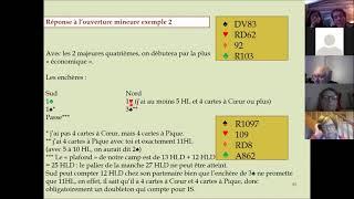 Session 4 jour 18 Les réponses à l'ouverture mineure Partie1 réponse par une couleur majeure