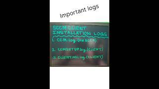 Interview SCCM MECM Client Installation logs #shorts #viral