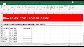 How To Use Year Function In Excel | How to Extract Year from a date in Excel Cell | #Year #ExcelYear