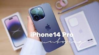 iPhone 14 Pro unboxing (deep purple) + accessories  setup & comparison to iPhone13 아이폰14 프로