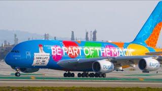 4K Emirates Airbus A380 (Dubai Expo 2021 & 2022) Arrival and Departure at LAX