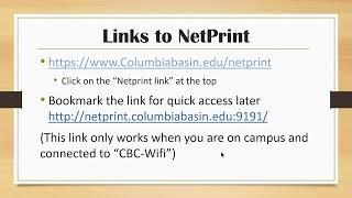 Columbia Basin College - NetPrint - Overview and Link