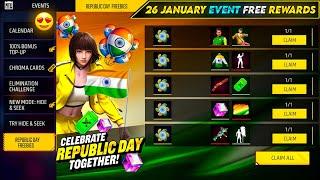 Republic Day Event Free Rewards | Free Fire New Event | Ff New Event Today | Upcoming new event ff