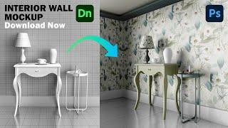 3D Interior Design Wall  Mockup Tutorial | Adobe Dimension And Photoshop Tutorial
