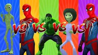 DANCE CHALLENGE spiderman vs hulk vs me kemaste - el taiger  Alien Green dance 