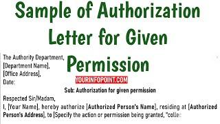 Authorization Letter Sample for Giving Permission in English | Letters Writing