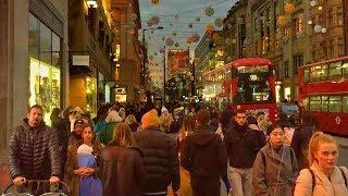 London Walk of Oxford Street at Christmas - Tottenham Court Road to Oxford Circus