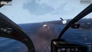 Helicopter fight Pawnee vs Hellcat and 2 GunBoats