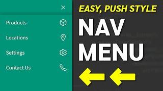 How to Create a Push Navigation Menu - HTML, CSS Web Design Tutorial