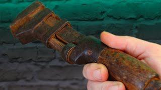 Old Rusty Adjustable Wrench 1941 Restoration. Restoration of an Old Instrument. @TimeReseT.