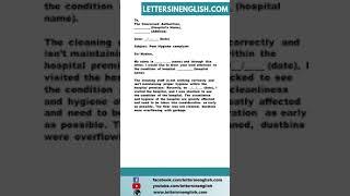 Complaint Letter for Poor Cleaning in Hospital