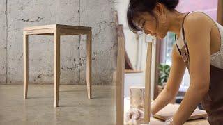 Kobeomsuk furniture - White oak wood stool one day class with 김장미