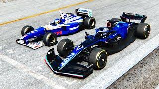 Williams F1 2022 vs Williams F1 1997 Jacques Villeneuve at Silverstone