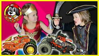 Monster Jam Trucks COME ALIVE! ️ Pirate's Curse vs Wonder Woman ⭐️ DIY Stadium FREESTYLE Highlights