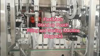 stand up pouch filling and sealing machine, horizontal liquid packaging machine, doy pack,