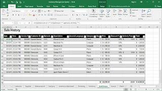 Inventory Management System Part 4 - Creating Sale History Sheet - Vlookup- Dropdown - Sumproduct