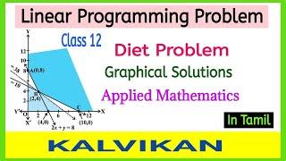 Linear Programming  Diet Problem in Tamil / Cbse Class 12 Applied Maths LPP Graph /  Kalvikan