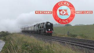 35028 Clan Line thunders through the rain on home territory! The End of Southern Steam - 09/07/24