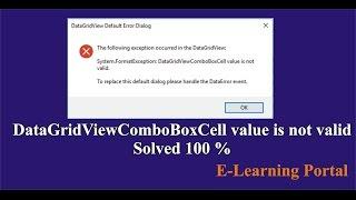 datagridview combobox cell value is not valid C# || Solved 100 %