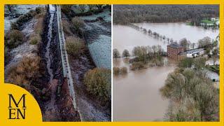 Aerial footage shows aftermath of devastating flooding at Dunham Massey