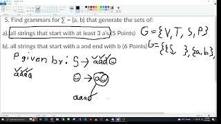 Regular Grammar: Find grammars for Σ that generate the sets of all strings that start with at least