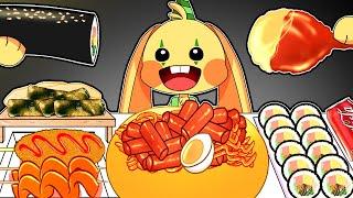  Bunzo Bunny - Tteokbokki Gimbap mukbang | POPPY PLAYTIME CHAPTER 2 Animation | fried food | ASMR