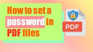 How to set password in pdf file