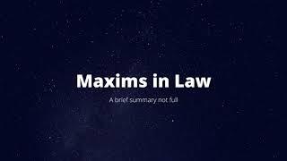 Maxims in Law