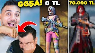 (GGŞA MEMOYA GİRDİ) 0TL vs 70.000 TL RANDOM İZLEYİCİ HESAPLARI! PUBG Mobile