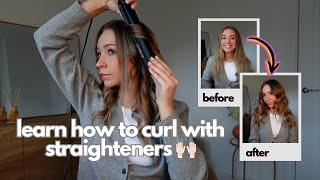 Learn How To Curl With Straighteners in 2024!  Flat Iron Hair Curling Tutorial For Loose Waves