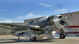 Restored WWII Republic P-47 Thunderbolt "Razorback" Fighter Flight Demo !