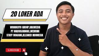 Lowongan Wonokoyo Group, Gramedia, PT Madusarimas, Wedrink, Staff Magang dan Kleaner Indonesia