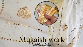 Mukaish work  Mukesh work embroidery tutorial | Handmade Designer Dupatta | step by step #trending