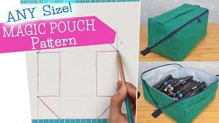 how to draft a MAGIC POUCH PATTERN in ANY SIZE | draw magic pouch cube bag pattern | mommymade