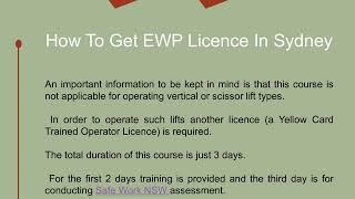 Know How to Get EWP Licence in Sydney