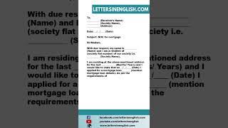 Request Letter to Society For NOC for Mortgage Loan