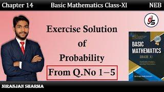 Exercise Solution of Probability from Q. No 1 to 5 | Class 11 | NEB | #getsolution | #probability |