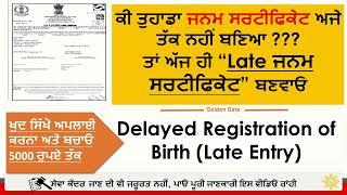 Late Entry Birth Certificate Punjab / Delayed Birth Certificate kaise banaye / 2023 / Online Process